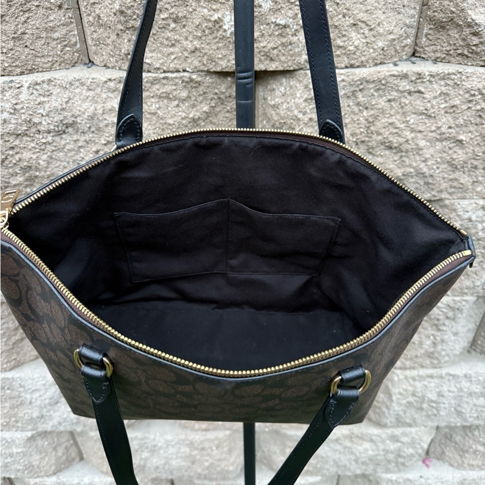 Coach Brown and Black Gallery Signature Tote Bag - Picture 9 of 16
